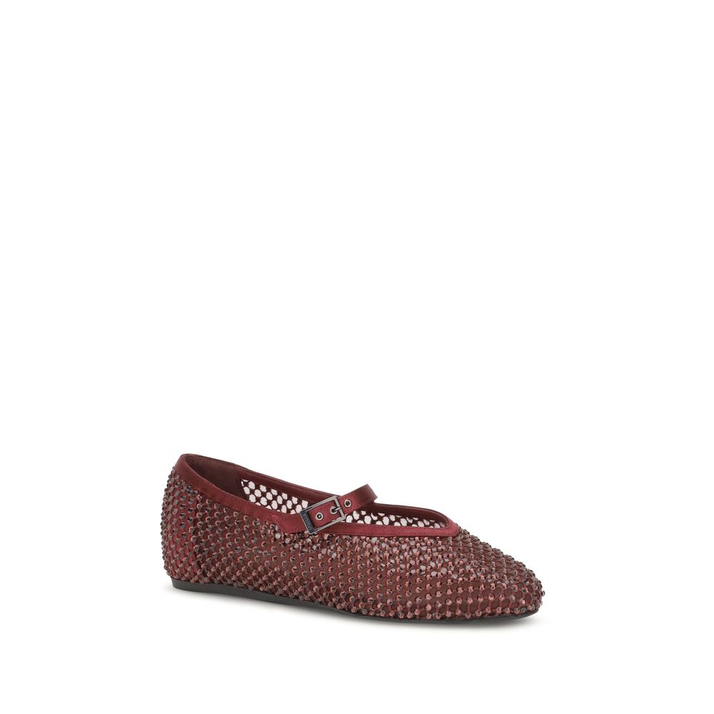 LE SILLA Ballerines en Cuir de Veau Bordeaux Bos Taurus