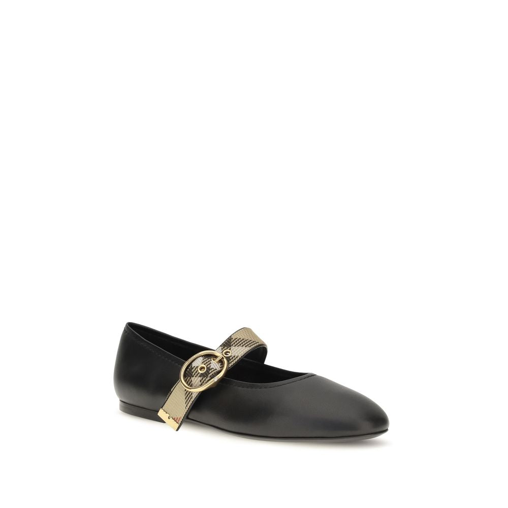 Ballerines Burberry en cuir de veau noir Bos Taurus