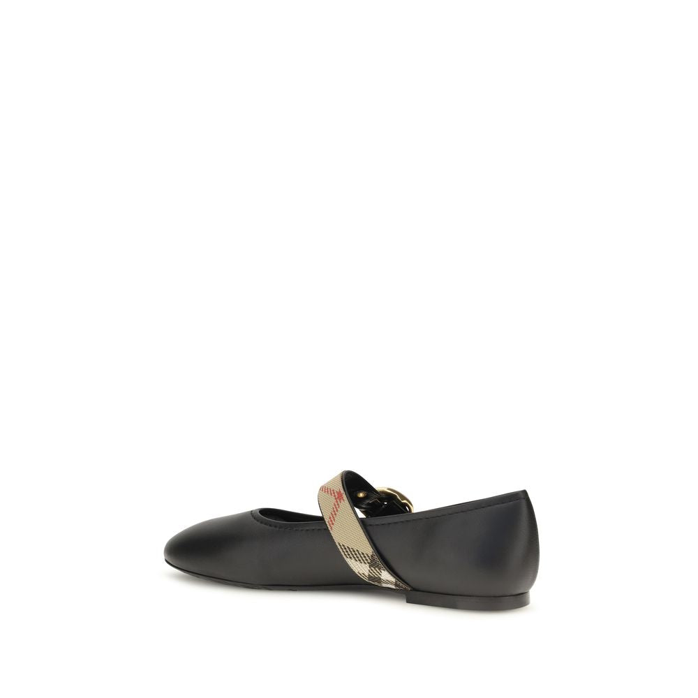 Ballerines Burberry en cuir de veau noir Bos Taurus