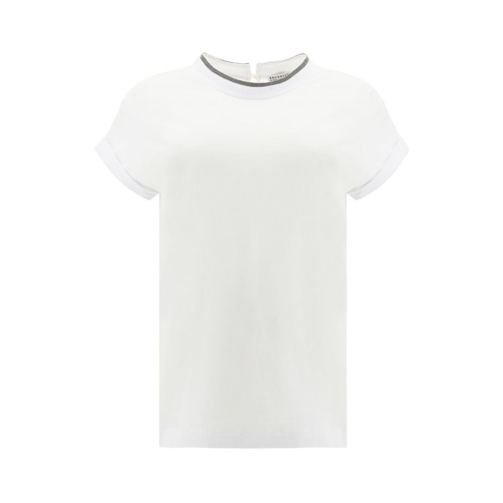 Brunello Cucinelli White Elastane T-Shirt for Women - Elegant Comfort
