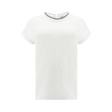 Brunello Cucinelli White Elastane T-Shirt for Women - Elegant Comfort