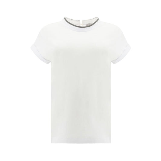 Brunello Cucinelli White Elastane T-Shirt for Women - Elegant Comfort