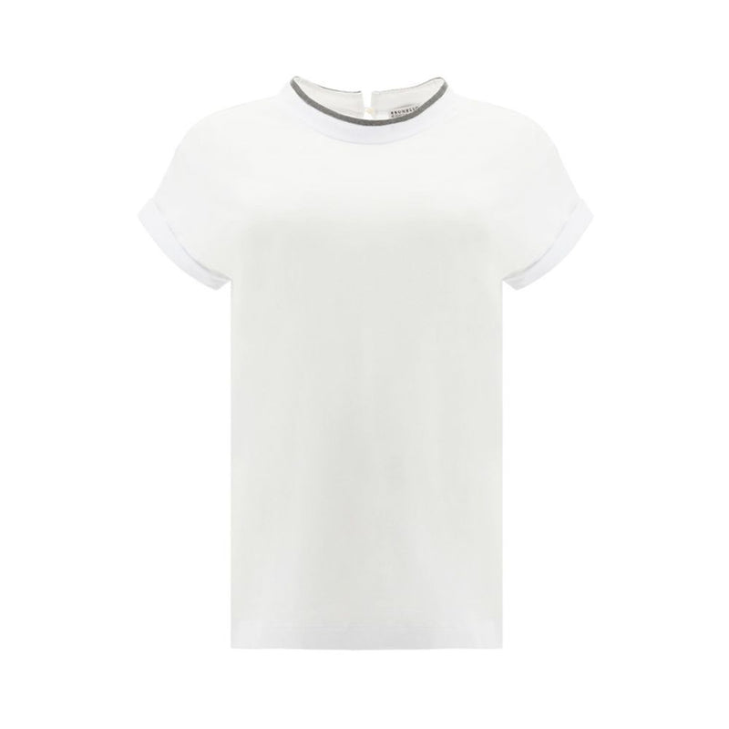 Brunello Cucinelli White Elastane T-Shirt for Women - Elegant Comfort