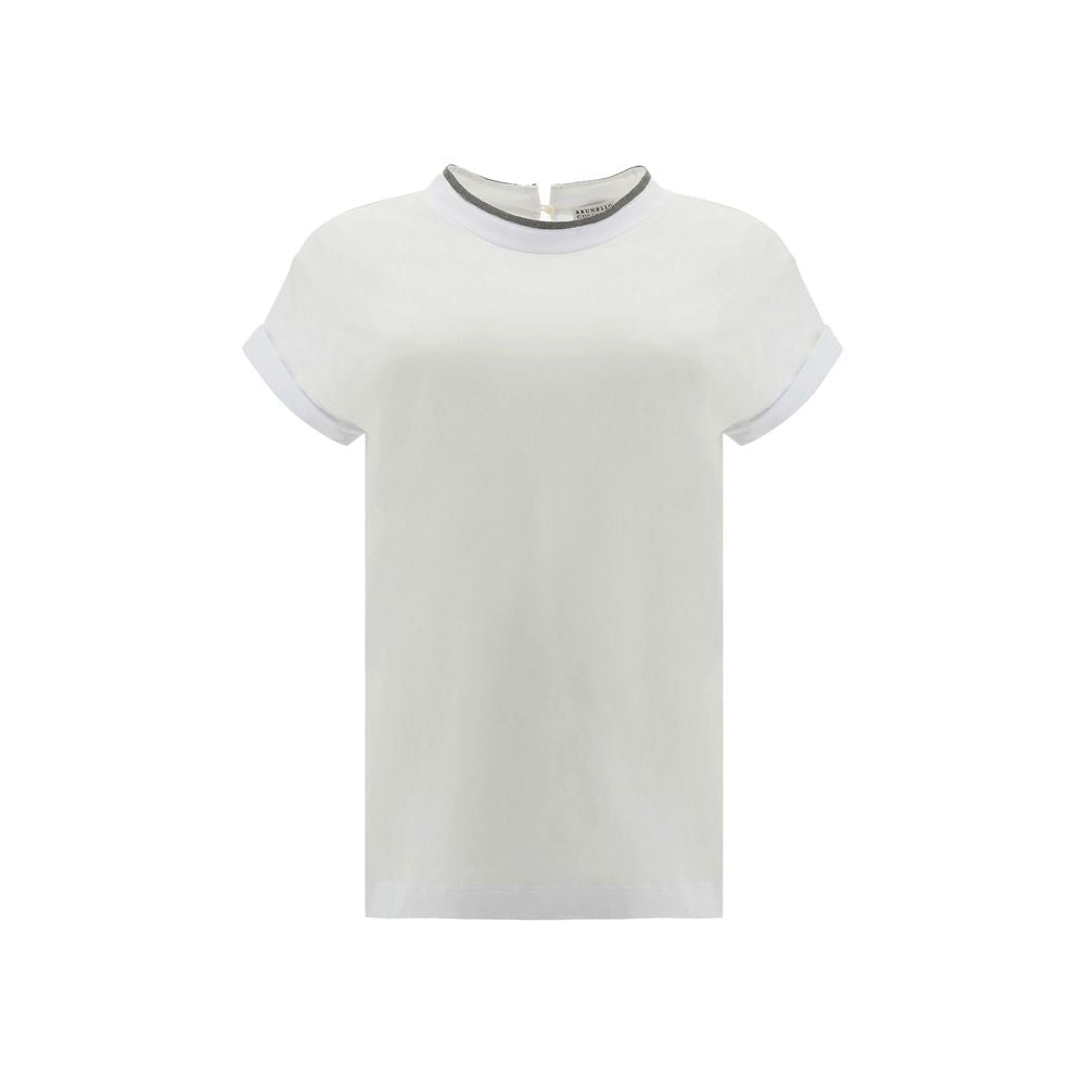 Brunello Cucinelli White Elastane T-Shirt for Women - Elegant Comfort