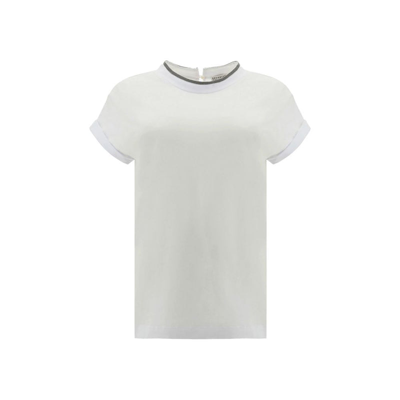 Brunello Cucinelli White Elastane T-Shirt for Women - Elegant Comfort