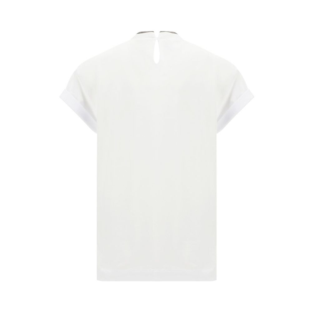 Brunello Cucinelli White Elastane T-Shirt for Women - Elegant Comfort