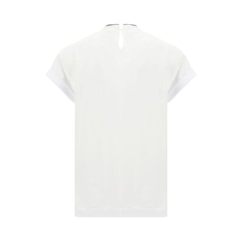 Brunello Cucinelli White Elastane T-Shirt for Women - Elegant Comfort