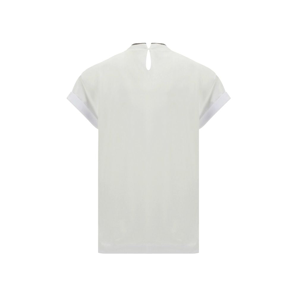 Brunello Cucinelli White Elastane T-Shirt for Women - Elegant Comfort