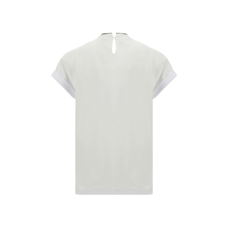 Brunello Cucinelli White Elastane T-Shirt for Women - Elegant Comfort