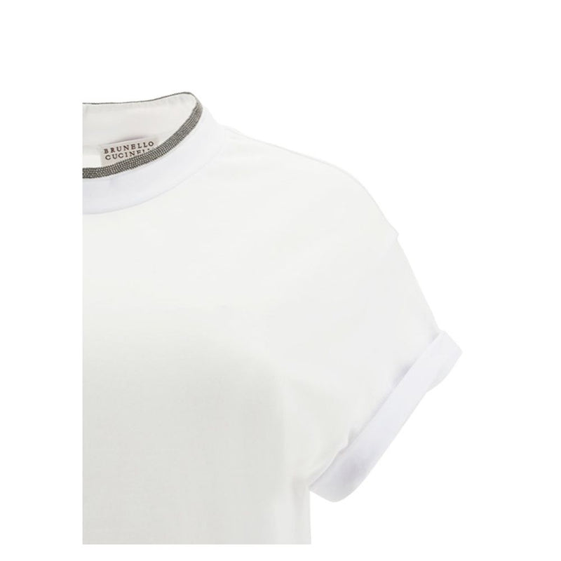 Brunello Cucinelli White Elastane T-Shirt for Women - Elegant Comfort