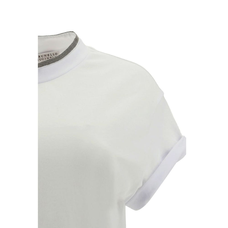 Brunello Cucinelli White Elastane T-Shirt for Women - Elegant Comfort