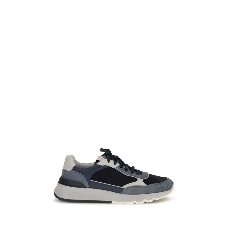 Baskets sportives Brunello Cucinelli en cuir de veau bleu (Bos Taurus)
