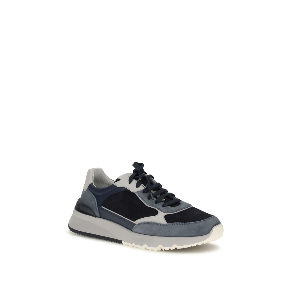Baskets sportives Brunello Cucinelli en cuir de veau bleu (Bos Taurus)