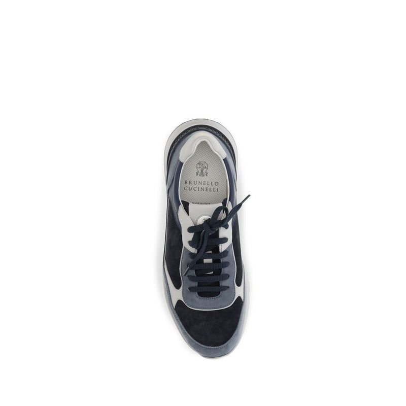 Baskets sportives Brunello Cucinelli en cuir de veau bleu (Bos Taurus)