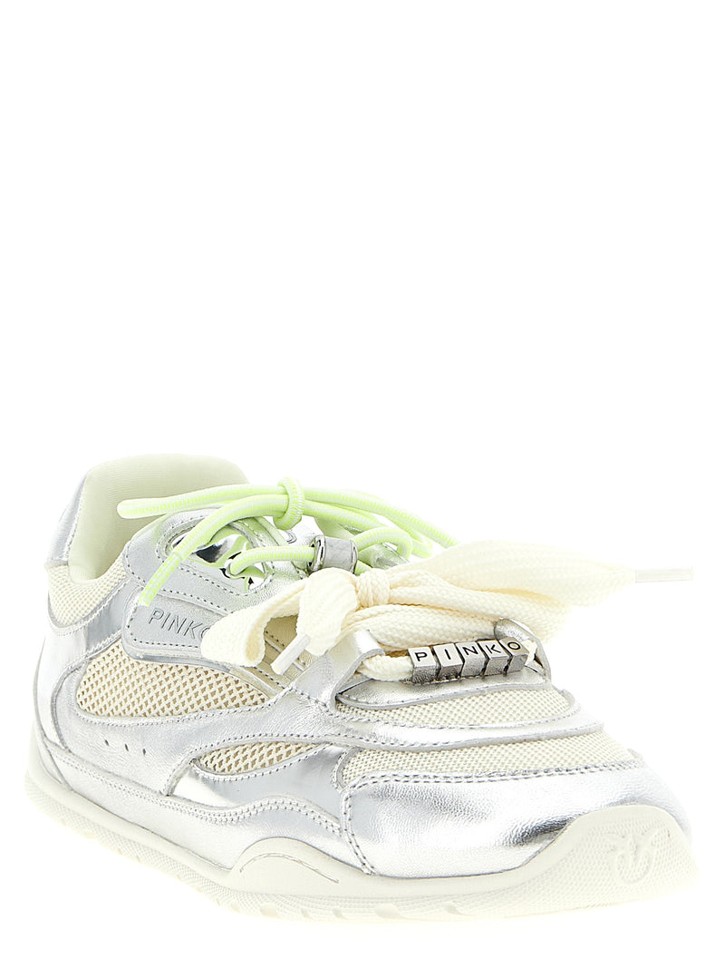 Baskets de sport PINKO en cuir argenté
