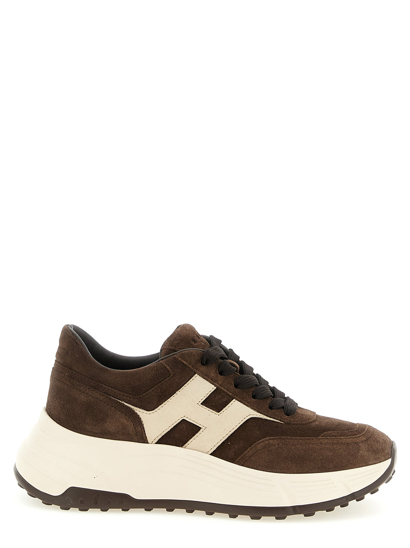 Hogan Hi-Fi Brown Calfskin Athletic Sneakers for Women