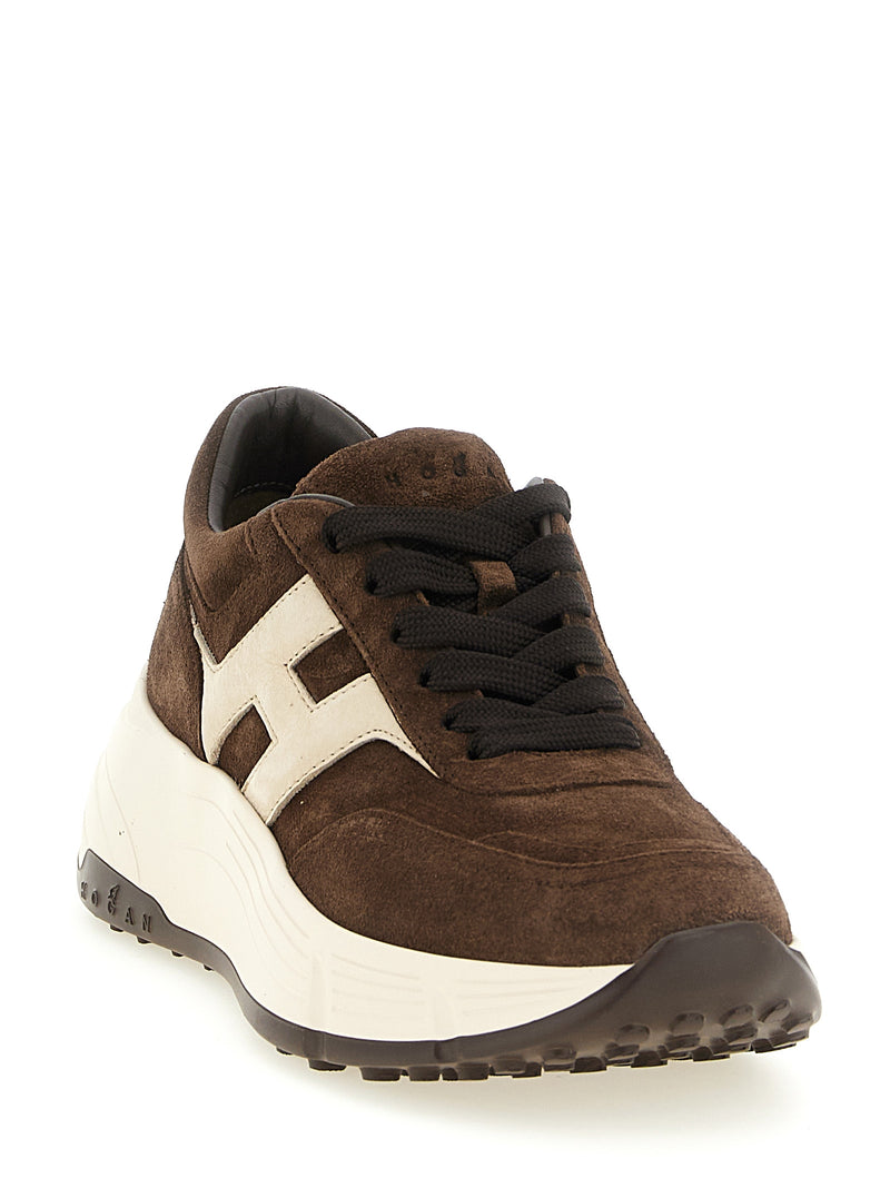 Hogan Hi-Fi Brown Calfskin Athletic Sneakers for Women
