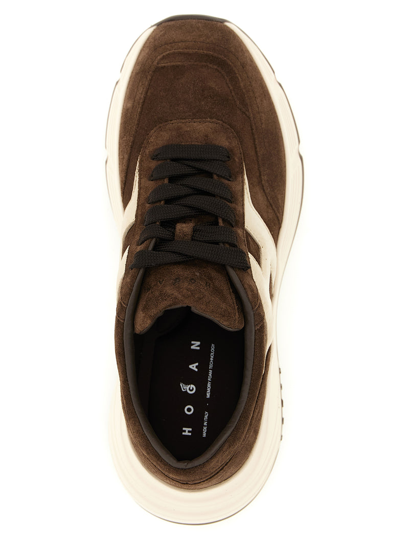 Hogan Hi-Fi Brown Calfskin Athletic Sneakers for Women