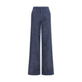 Gucci Blue GG Cotton Jacquard Denim Casual Pants