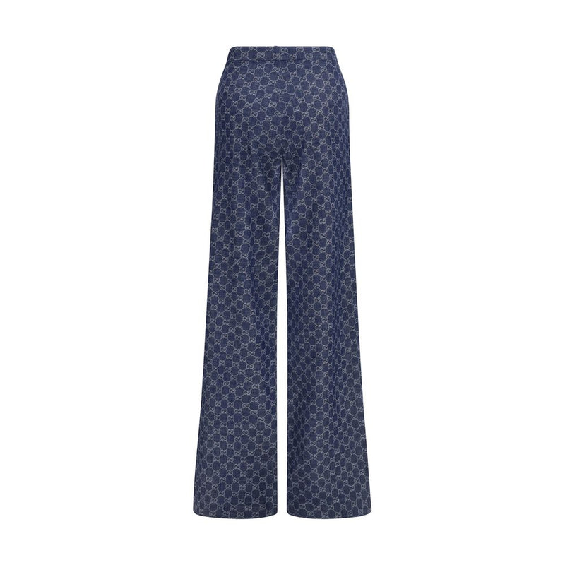 Gucci Blue GG Cotton Jacquard Denim Casual Pants