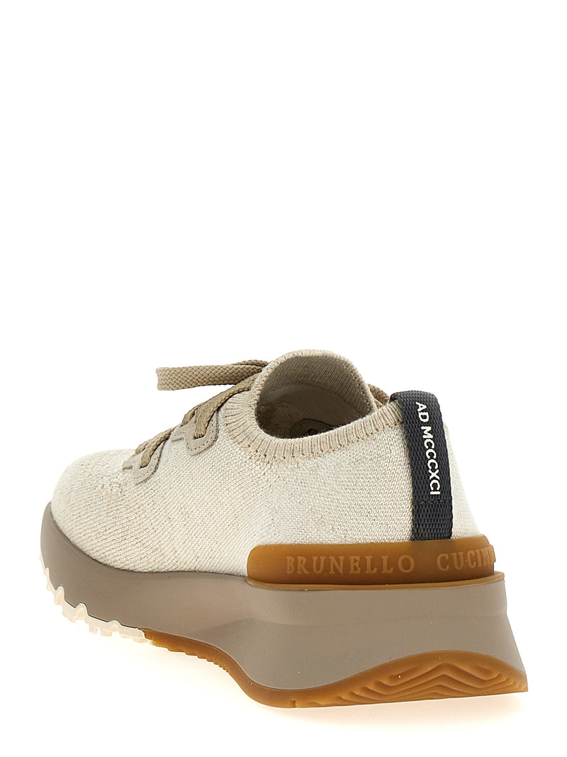 Baskets basses Brunello Cucinelli en coton beige