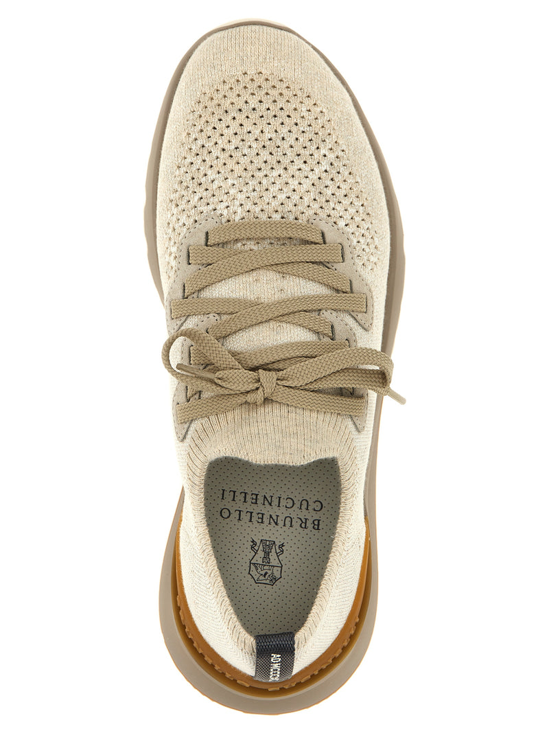 Baskets basses Brunello Cucinelli en coton beige