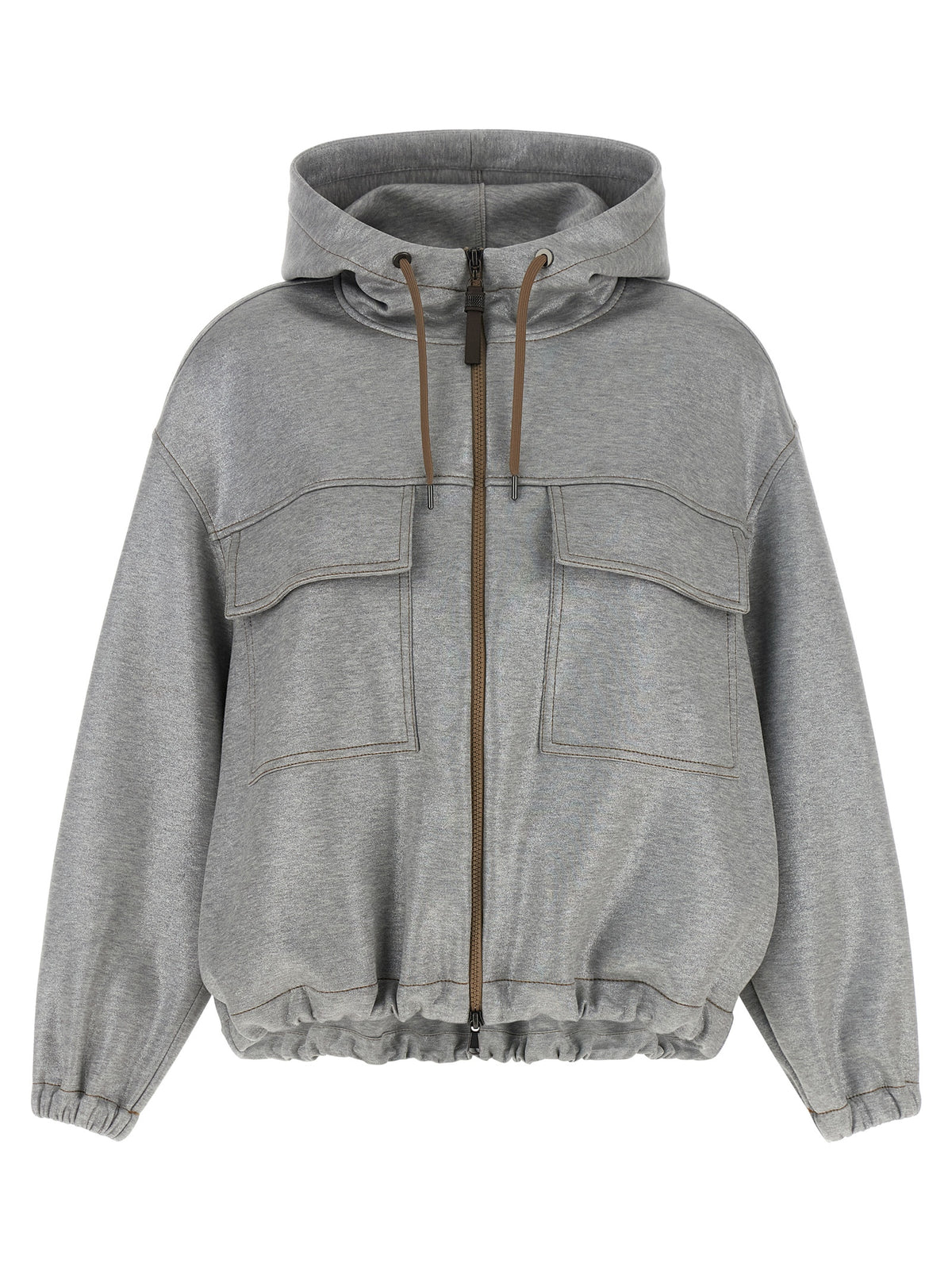 Blouson aviateur Brunello Cucinelli en coton argenté