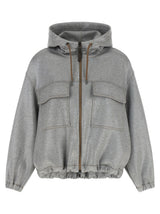 Blouson aviateur Brunello Cucinelli en coton argenté