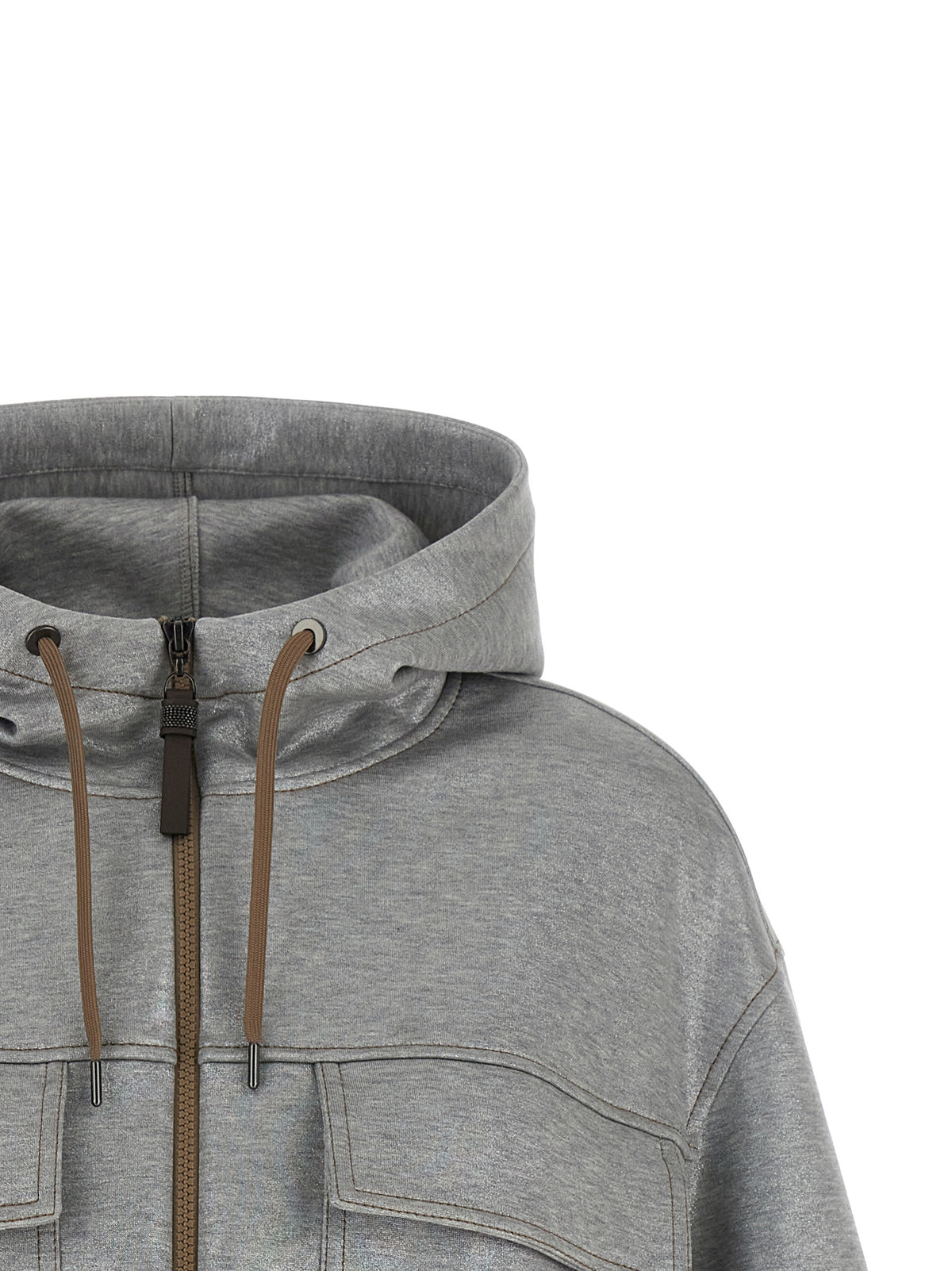 Blouson aviateur Brunello Cucinelli en coton argenté