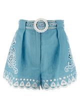 Shorts Bermudas FARM RIO en lin bleu