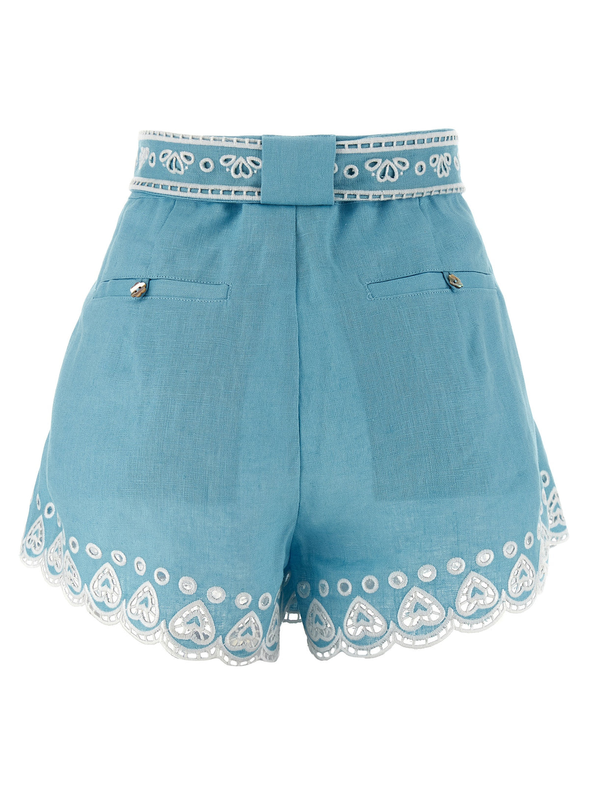 Shorts Bermudas FARM RIO en lin bleu