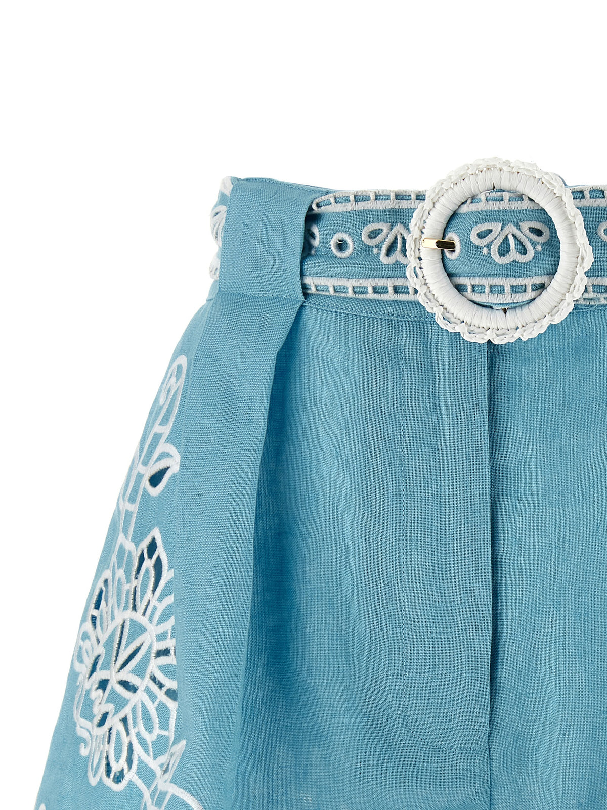 Shorts Bermudas FARM RIO en lin bleu