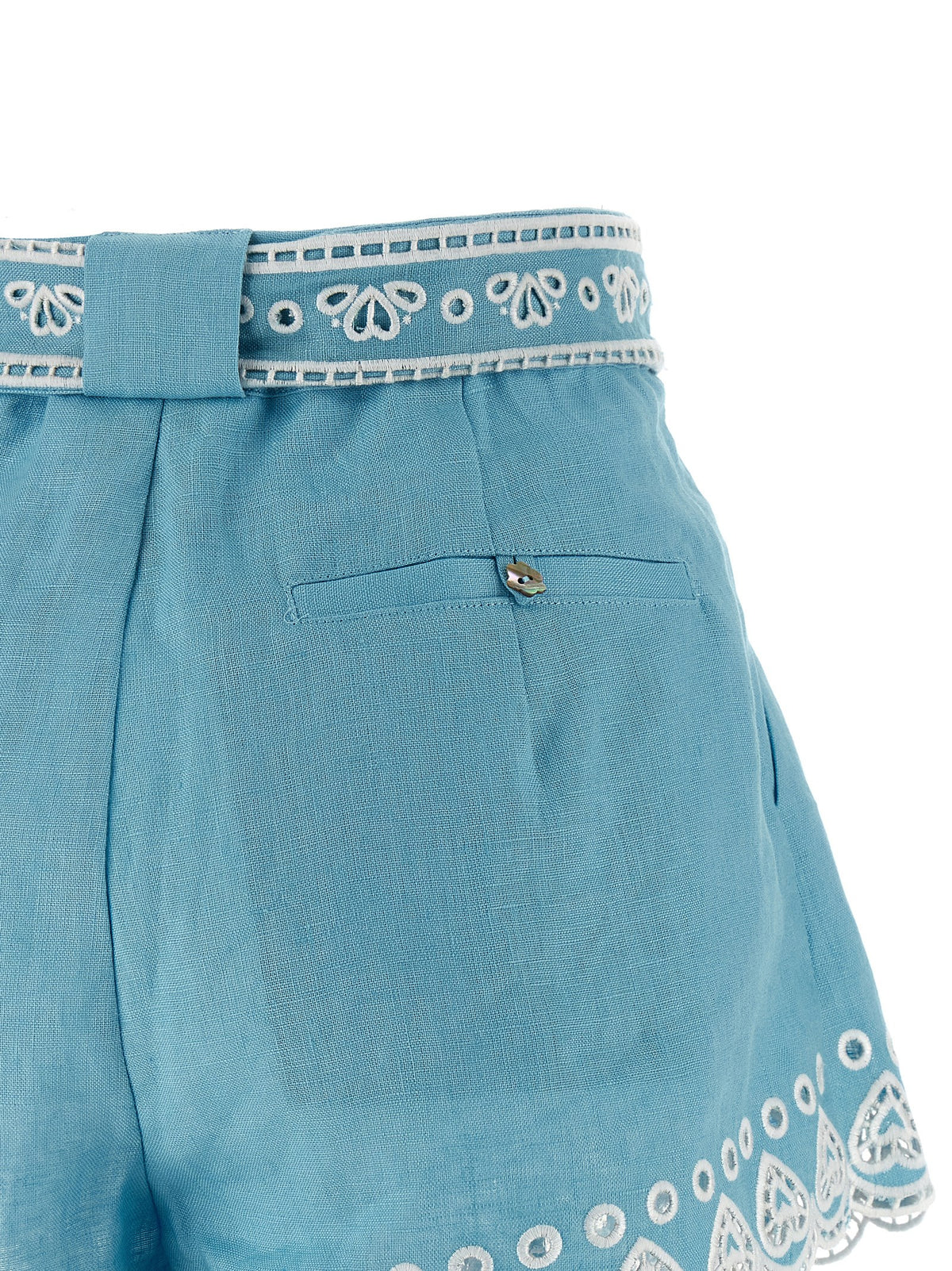 Shorts Bermudas FARM RIO en lin bleu