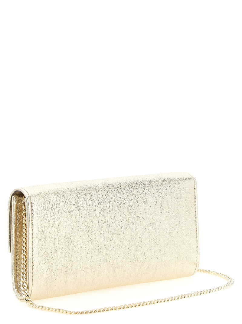 Pochette Jimmy Choo en cuir d'agneau doré
