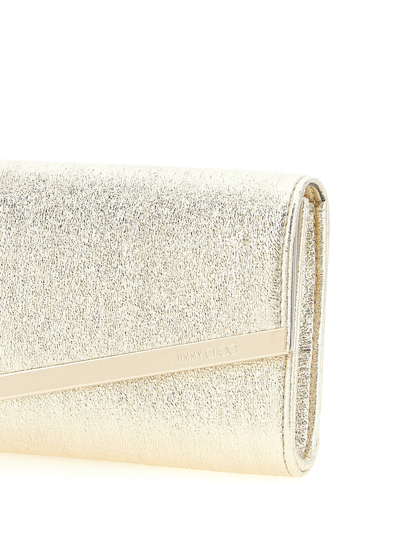 Pochette Jimmy Choo en cuir d'agneau doré