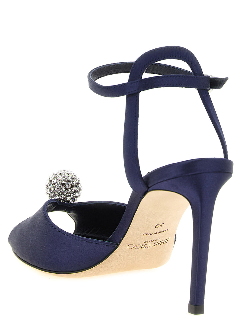 Jimmy Choo Sacora Blue Tencel Stiletto Heel Sandals