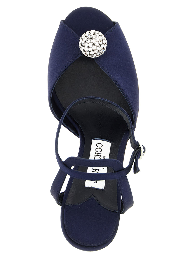 Jimmy Choo Sacora Blue Tencel Stiletto Heel Sandals
