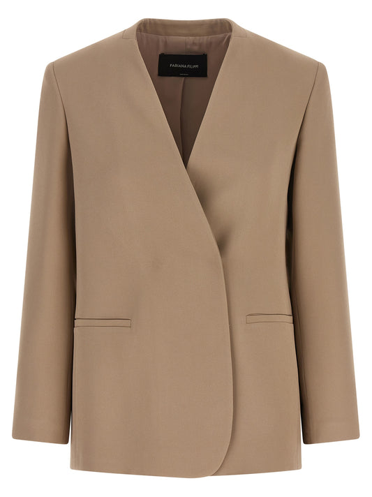 Blazer Fabiana Filippi en acétate beige