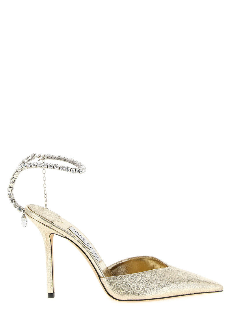 Escarpins Jimmy Choo dorés en Tencel à talons hauts