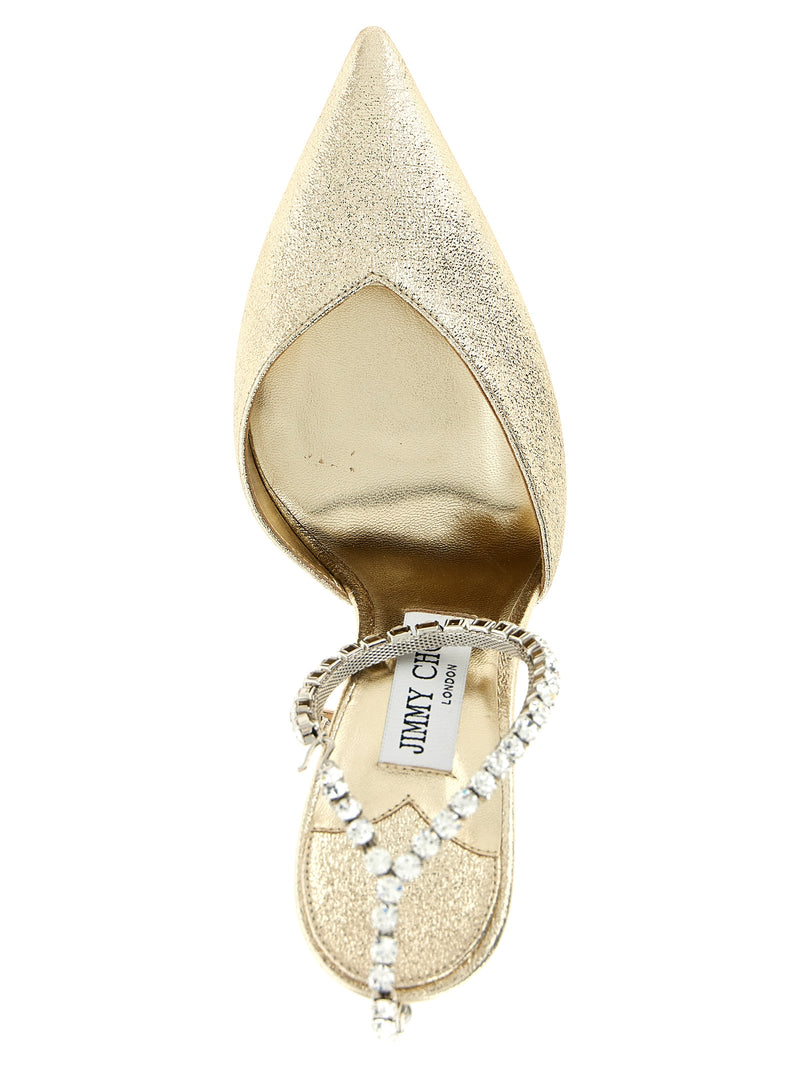 Escarpins Jimmy Choo dorés en Tencel à talons hauts