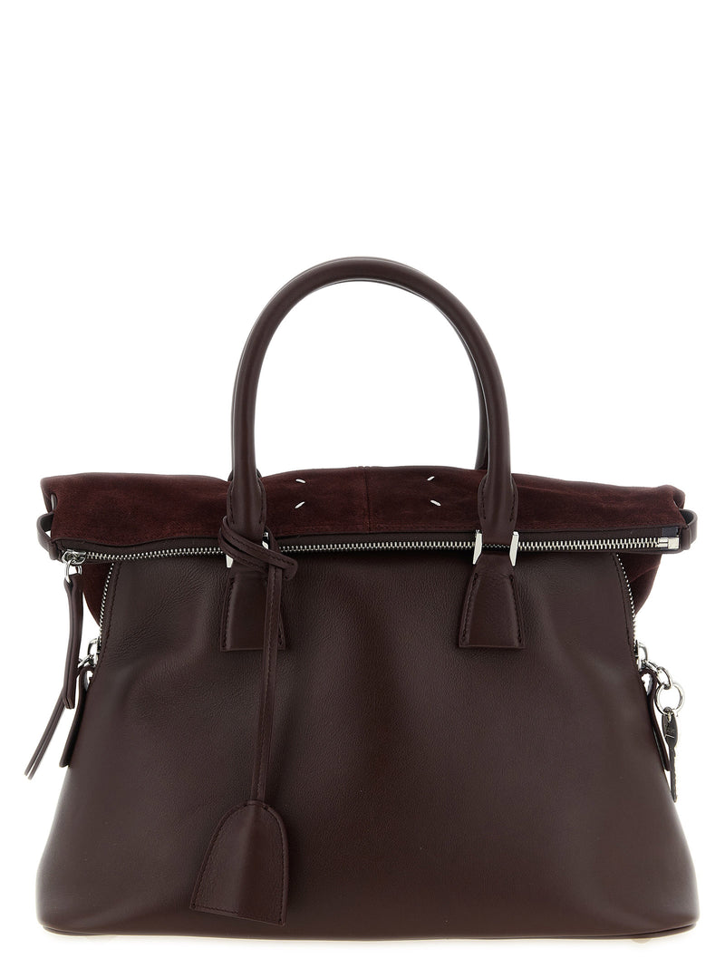 Sac bandoulière Maison Margiela en cuir de veau bordeaux
