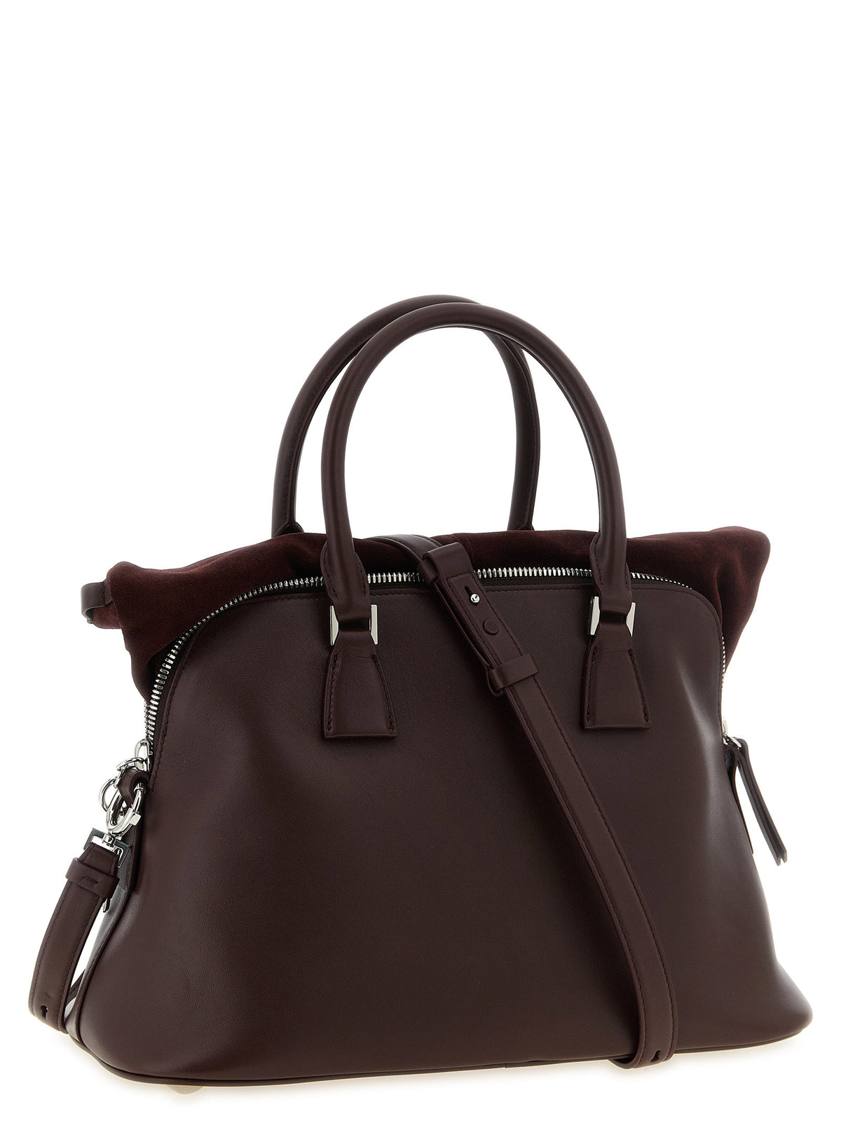 Sac bandoulière Maison Margiela en cuir de veau bordeaux