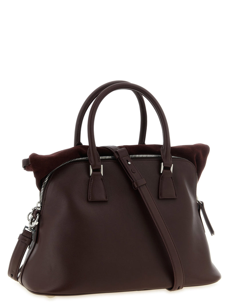 Sac bandoulière Maison Margiela en cuir de veau bordeaux