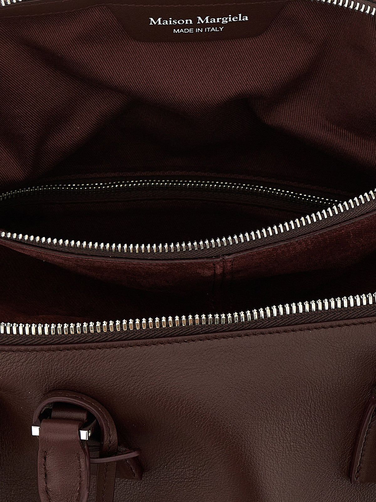 Sac bandoulière Maison Margiela en cuir de veau bordeaux