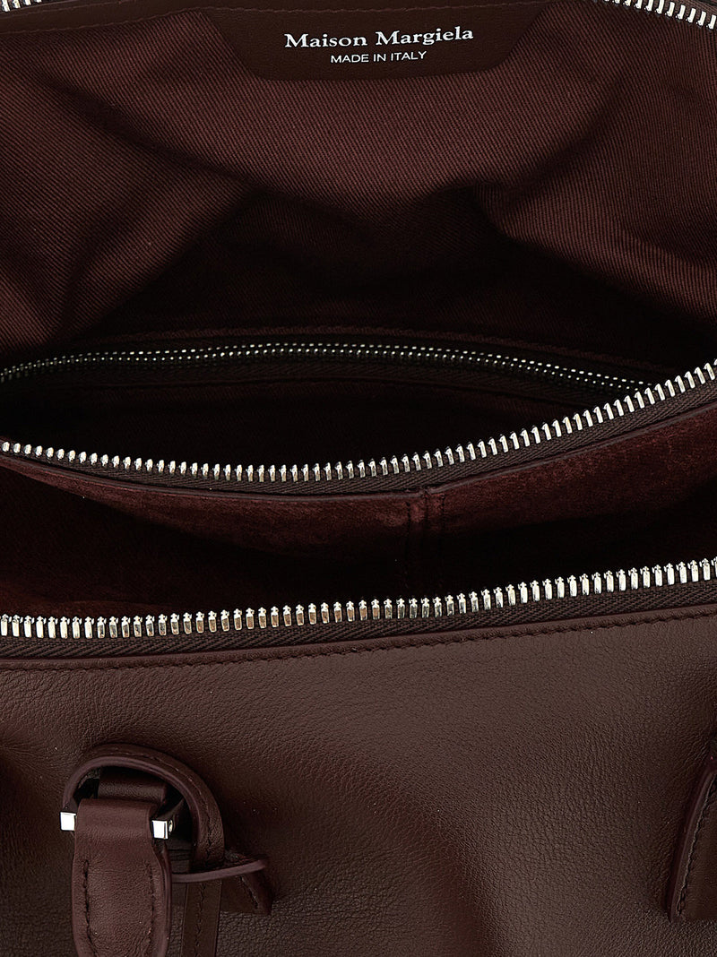 Sac bandoulière Maison Margiela en cuir de veau bordeaux