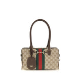 Gucci Horsebit Beige Fabric Shoulder Bag