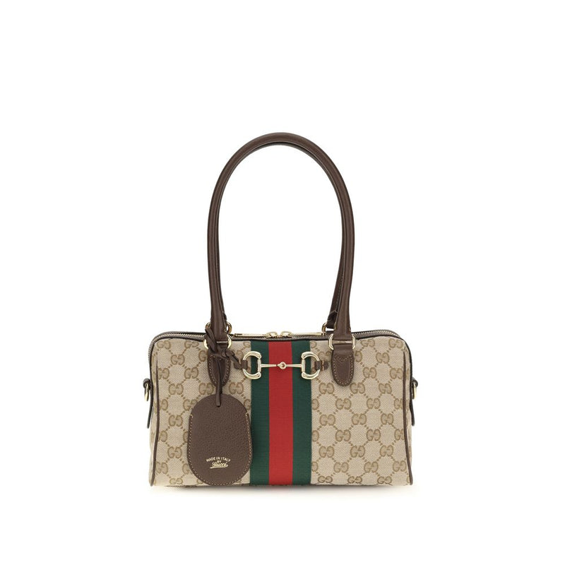 Gucci Horsebit Beige Fabric Handbag - Elegant Shoulder Bag