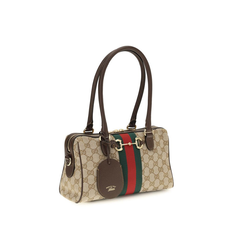 Gucci Horsebit Beige Fabric Handbag - Elegant Shoulder Bag