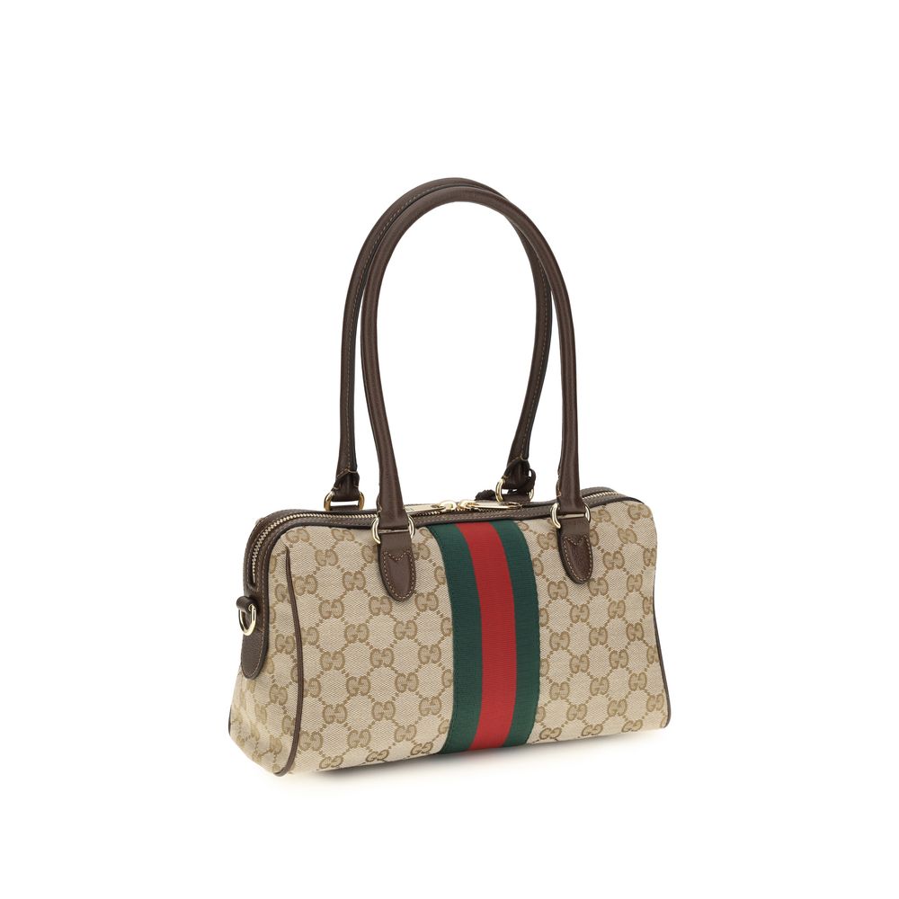 Gucci Horsebit Beige Fabric Shoulder Bag