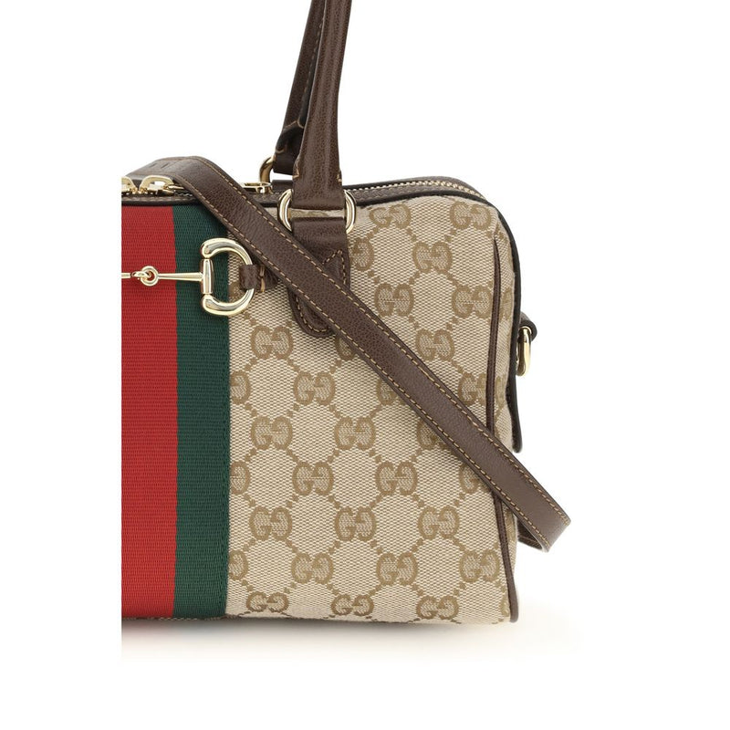 Gucci Horsebit Beige Fabric Handbag - Elegant Shoulder Bag